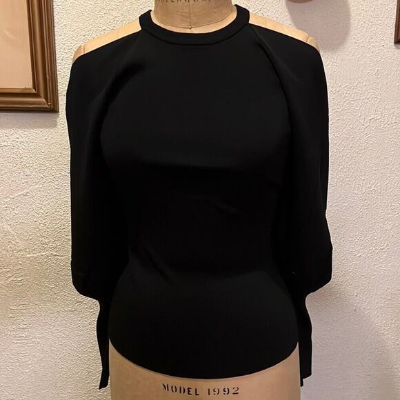 INC International Concepts Cold Shoulder Sweater Deep Black NWT Size XS - Picture 1 of 11